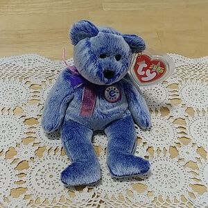 Ty Beanie Baby 2000 Periwinkle bear, collectible stuffed animal plush